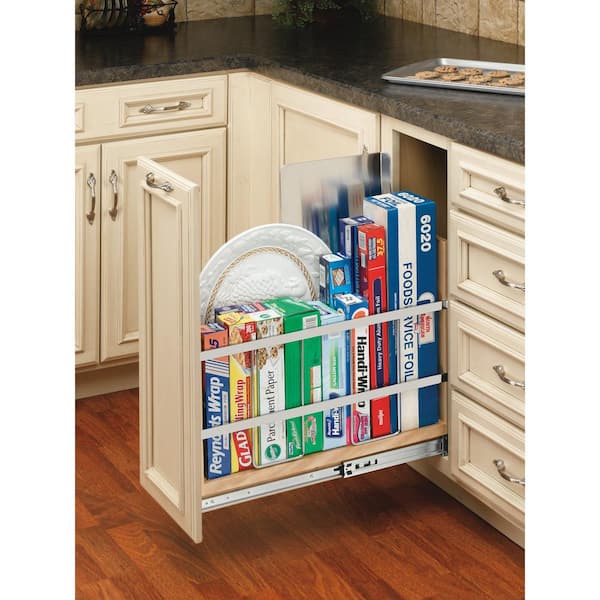 Rev-A-Shelf 19.5 in. H x 8 in. W x 22.44 in. D Pull-Out Wood Foil Wrap/Tray  Divider Cabinet Organizer with Ball-Bearing Soft-Close 447-BCBBSC-8C - The  Home Depot