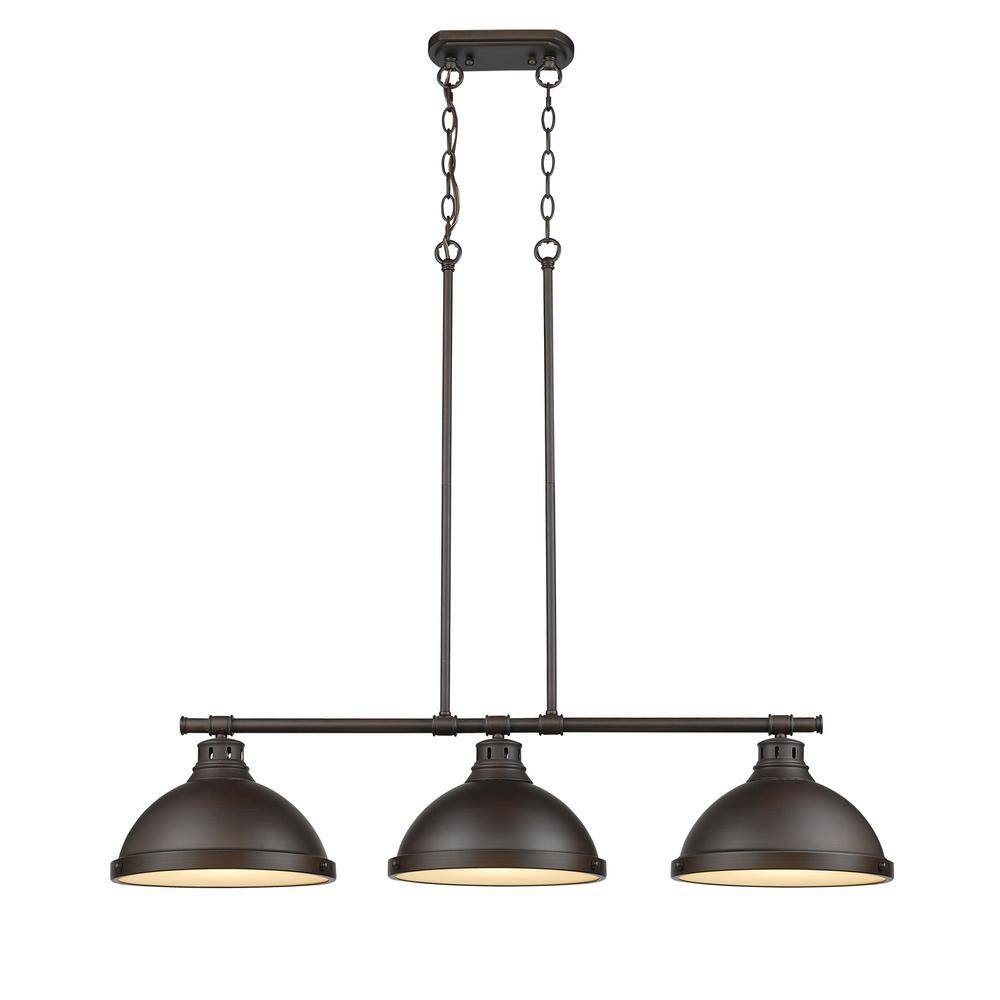 Duncan 3-Light Rubbed Bronze Linear Pendant with Glass Diffusers