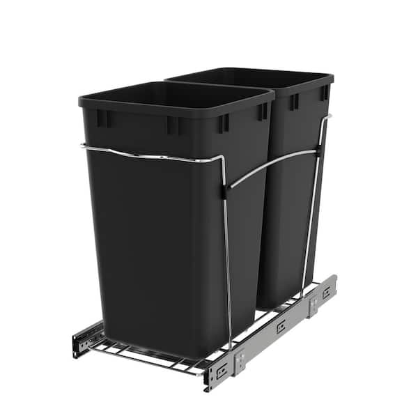 Black Double Pull Out Trash Can 27 Qt. for Kitchen