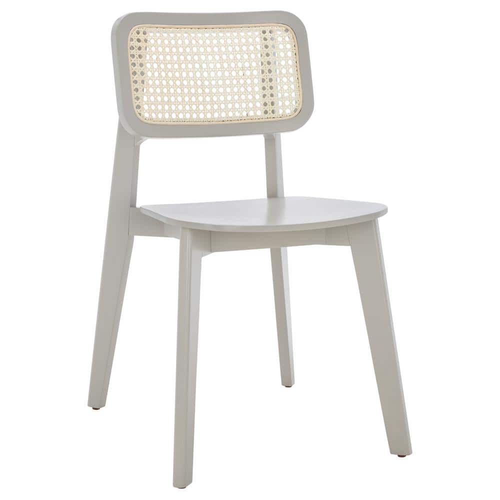 Luz Gray Wood and Cane Mid-Century Modern Side Chair