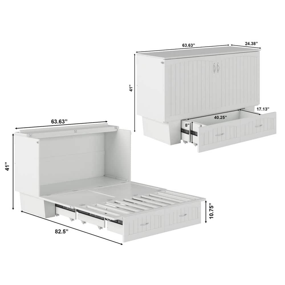 Nantucket Queen Murphy Bed Chest with Storage Drawer