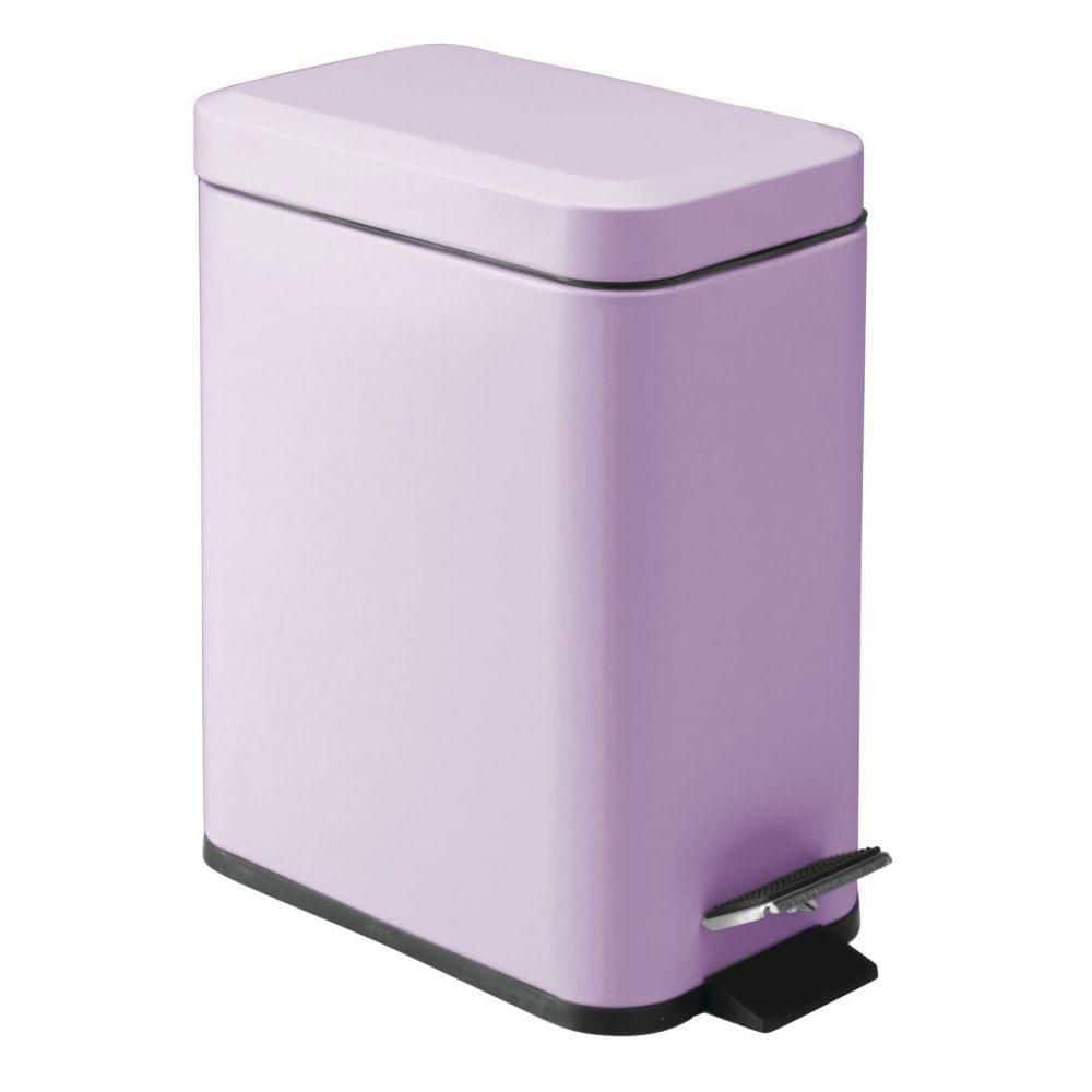 Dracelo Small Modern 1 3 Gallon Rectangle Metal Lidded Step Trash Can   Light Purple Dracelo Bathroom Trash Cans B07ynz2914 64 1000 