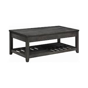 47 .25 in. Grey Rectangle Wood Coffee Table with Lift Top and Bottom Shelf