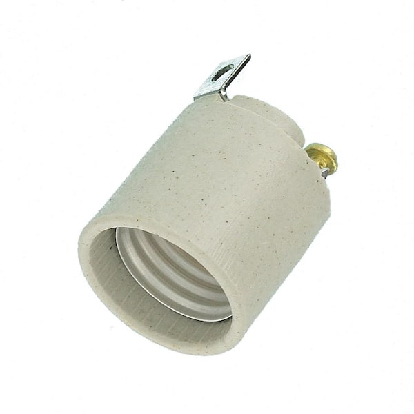 Leviton Medium Base Porcelain Lampholder – Snap-In, White, Front Mount, 660W Rating