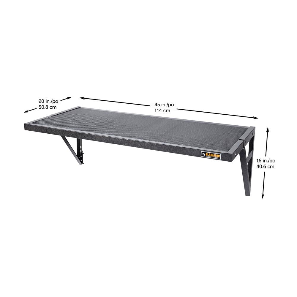45" Heavy Duty Steel Mesh Wall Shelf in Hammered Granite
