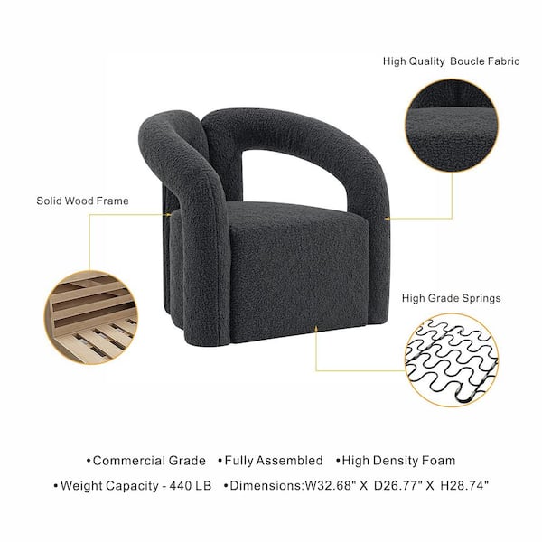 Manhattan Comfort Modern Darian Boucle Accent Chair in Black Manhattan Comfort Modern Darian Boucle Accent Chair in Black