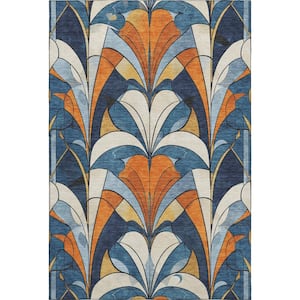 Mayfield Premium Machine Washable Abstract AMF2174 Blue 3 ft. x 4 ft. Area Rug