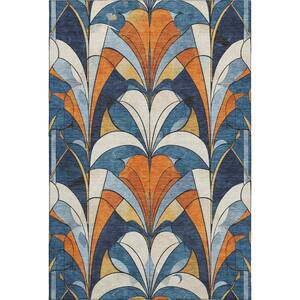 Mayfield Premium Machine Washable Abstract AMF2174 Blue 8 ft. x 10 ft. Area Rug