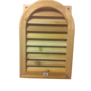 16 in. x 24 in. Round Top Wood Built-in Screen Gable Louver Vent