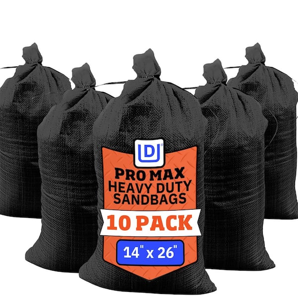 14 in. x 26 in. Black Pro Max Extra UV Flood Barrier Sand Bags with Tie Strings (10-Pack)