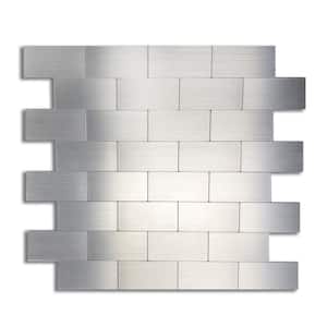 DIP Large Silver Subway 10.75 in. x 13 in. Self-Adhesive PVC Aluminum Tile Backsplash (10-Pack)