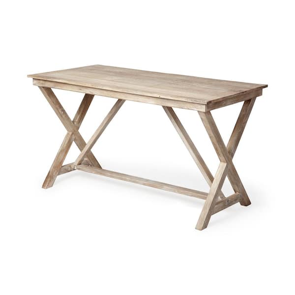 Tracy 54.0 in. W x 28.0 in D Natural Brown X-Frame Rectangular Wood Office Writing Desk