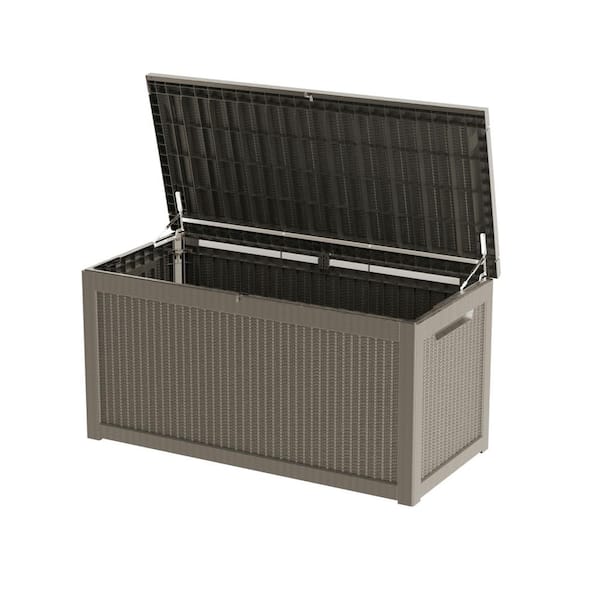 Yardgrace 260 Gal. Gray Outdoor Resin Waterproof Deck Box with Lockable Lid