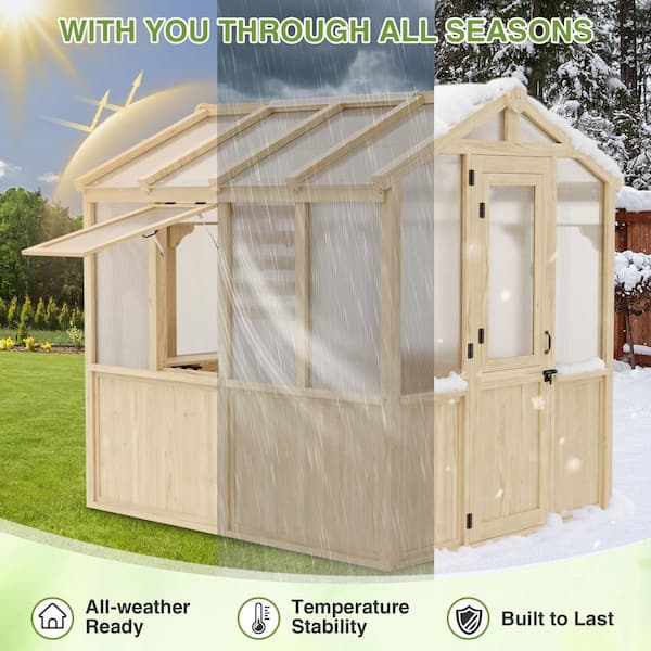 COOS BAY 6.7 ft. W x 7.8 ft. D x 7.7 ft. H Wood PC Greenhouse Walk