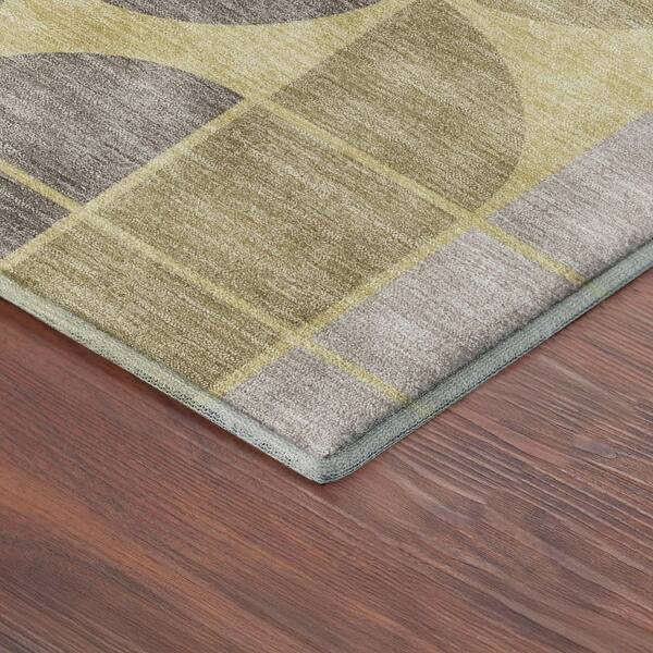 Mayfield Premium Machine Washable Abstract AMF2418 Wheat 2 ft. x 7 ft. Runner Rug