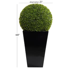 40 in. H Tall Boxwood Ball Topiary with Realistic Leaves and Black Fiberglass Pot