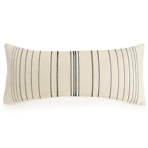 Linen Natural Instincts Embroidered Stripe Polyester 12 in. x 26 in. Throw Pillow