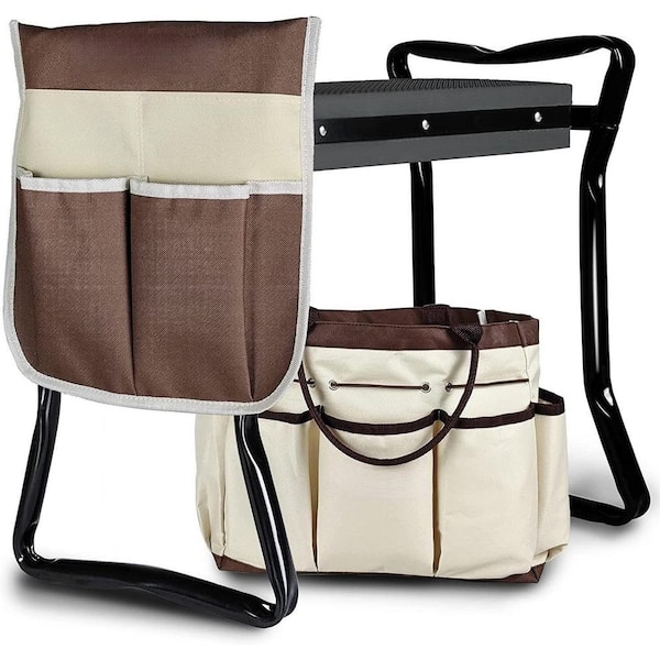 Cubilan Foldable Garden Kneeler Seat Heavy-Duty, Durable Garden Stool-2 Large Capacity Garden Tool Bags