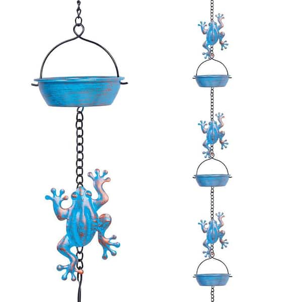 OGETFUUR 11.4 ft. Frog Rain Chain with 12 Cups, Functional and