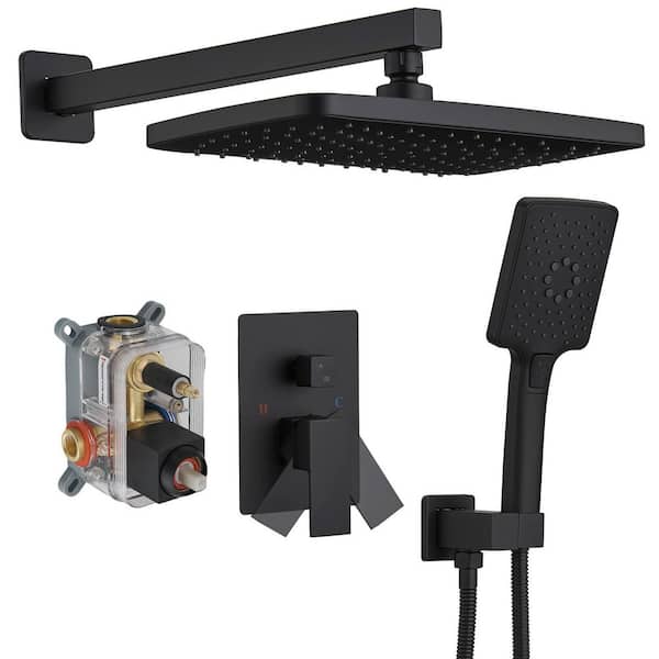 Single Handle 3-Spray Shower Faucet 2.5 GPM with Easy to Install, Adjustable Flow Rate in Matte Black