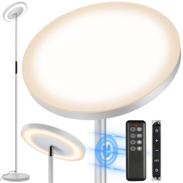 BICIK Double Side Lighting 71 in. Silver Gray Dimmable and Color Temperature Adjustable LED Torchiere Floor Lamp