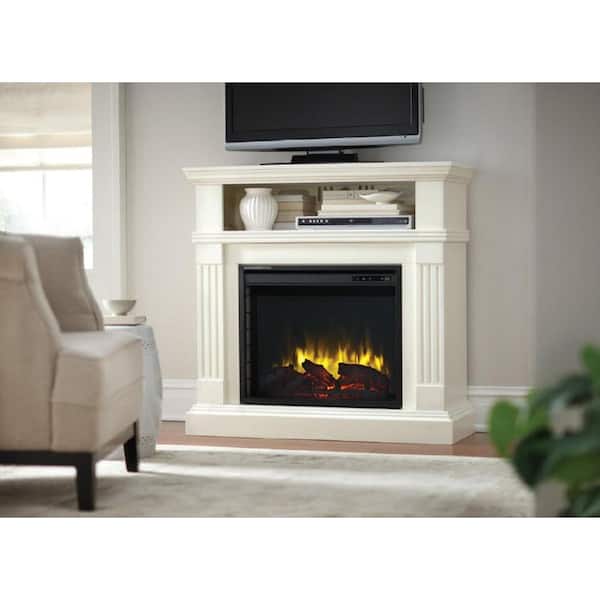 Home Decorators Collection Edison 40 in. Convertible Media Console Electric Fireplace in Bleached Linen