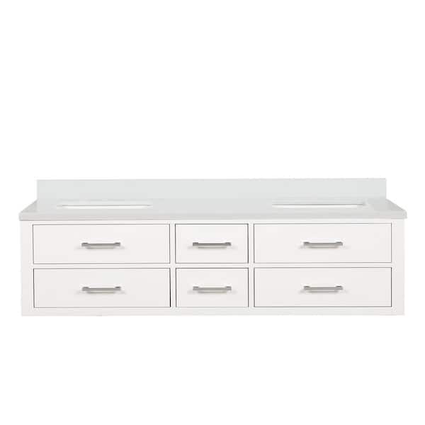 Sherman 72 in. W x 22 in. D White Double Bath Vanity with Cultured Marble Top