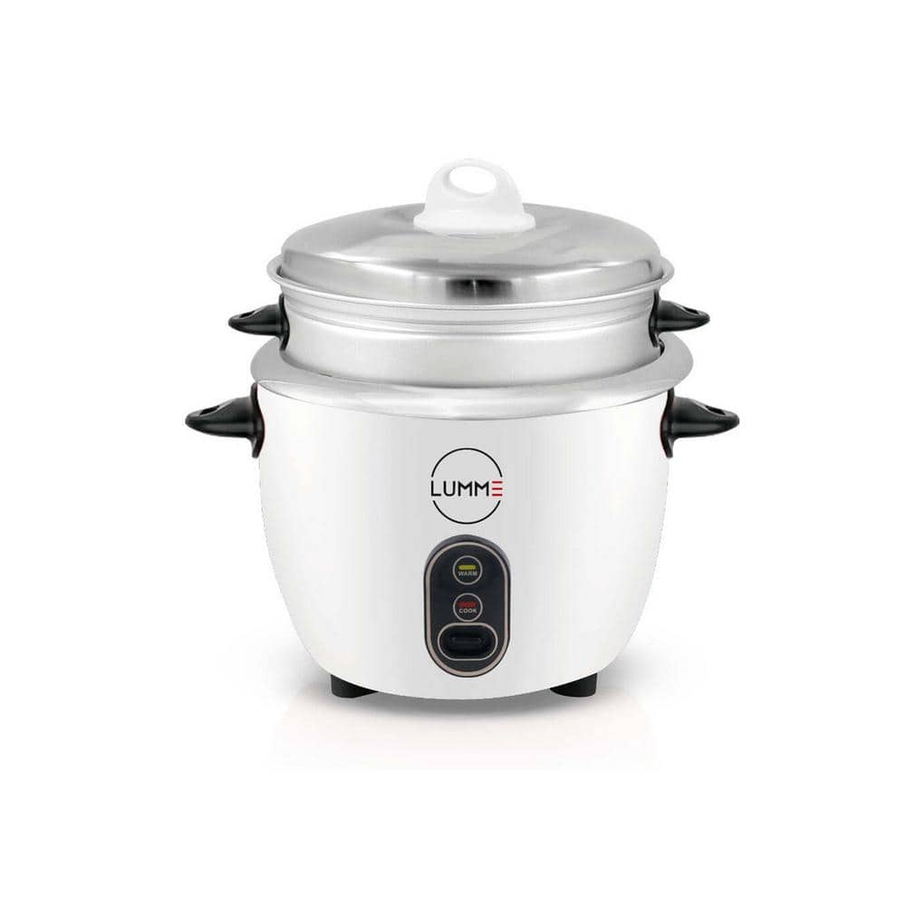 Lumme RC001W 6 Cups White Rice Cooker and Steamer with Simple One-touch Operation