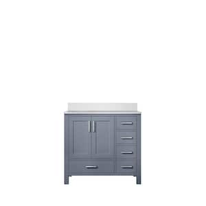 Jacques 36 in. W x 22 in. D Right Offset Dark Grey Bath Vanity and White Quartz Top