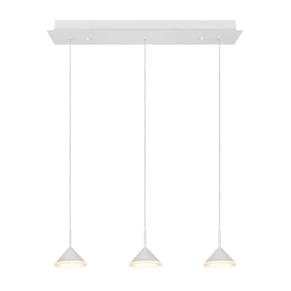 Aspen Creative Corporation 3-Light White Integrated LED Pendant with Glass Shade