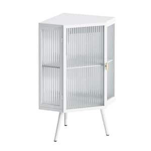 22.2 in. W x 16.5 in D x 31.5 in. H Glass Metal Floor Corner Cabinet with Tempered Glass Door, Ready to Assemble, White