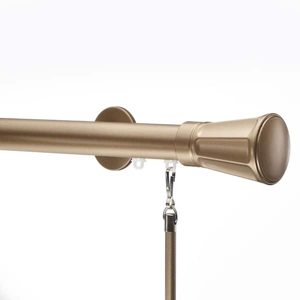 Art Decor Tekno 25 - 120 in. Non-Adjustable 1-1/8 in. Single Traverse Window Curtain Rod Set in Champagne with Jiboo Finial