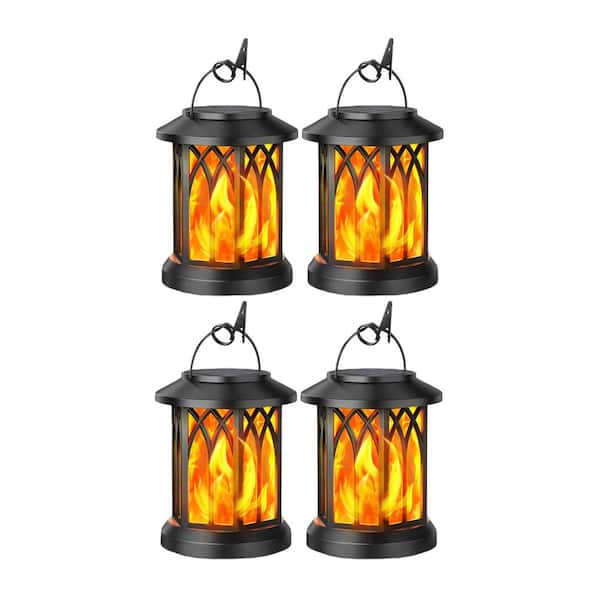 4-Pack Solar Decorative Lanterns-Outdoor Waterproof, Upgraded Flickering Flame, Solar Powered, Hanging Yard Decor