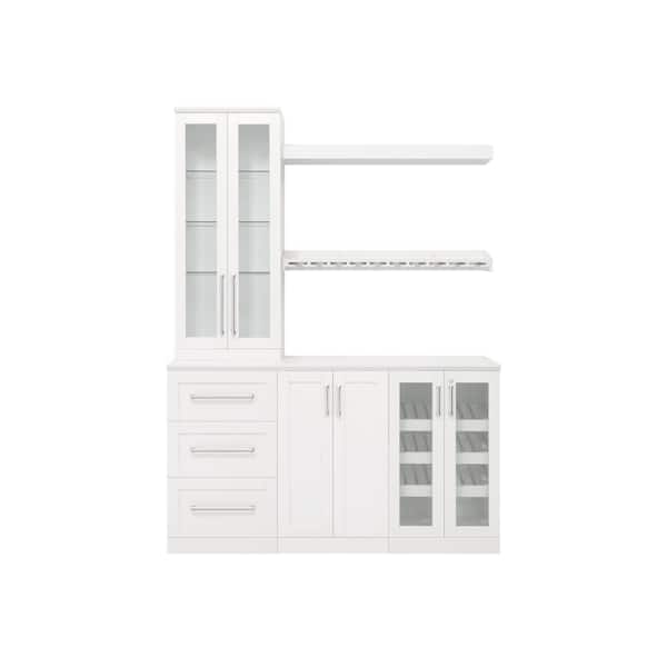 NewAge Products Home Bar 21 in. White Cabinet Set (7-Piece)