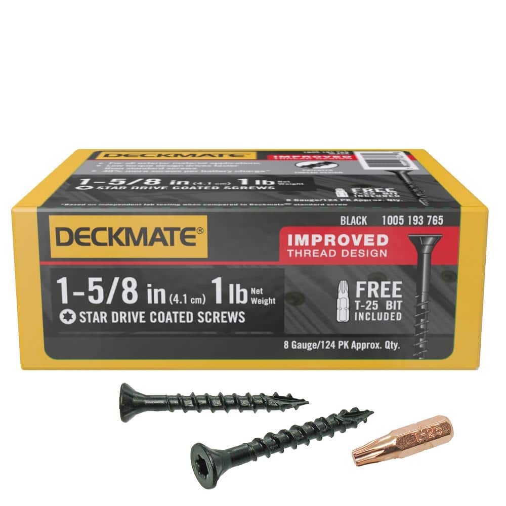 Deckmate #8 x 1-5/8 in. Black Star Flat-Head Wood Deck Screw (1 lb.-Pack)  158DMB1 - The Home Depot