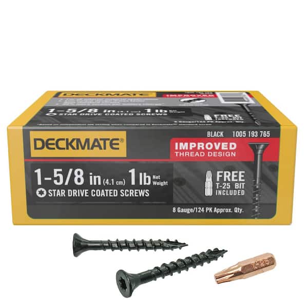 DECKMATE #8 x 1-5/8 in. Black Star Flat-Head Wood Deck Screw (1 lb.-Pack)