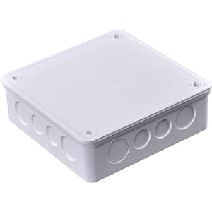 PVC Plastic Junction Conduit Box 6 x 6 x 3 in. with Pre Molded 3/4 in. and 1 in. Punch in Holes-(1-Pack)