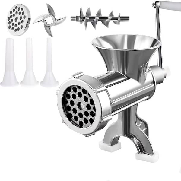 Manual Meat Grinder w/ Sausage Maker Tube-Table Mount Aluminum Alloy Mincer for Homemade Burger Patties and Seasonings