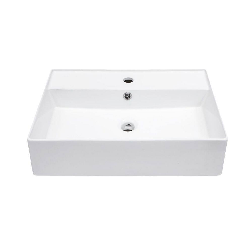 Rectangular 24 in. x 16.4 in. Wall Mounted Bathroom Sink White Ceramic with Rear Overflow price history on PriceWatchPro