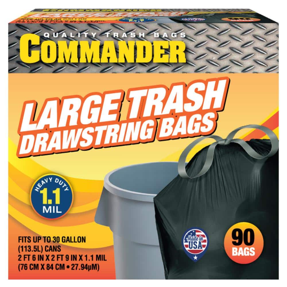 COMMANDER 42-Gallons Black Outdoor Plastic Construction Flap Tie Trash Bag  (20-Count) at