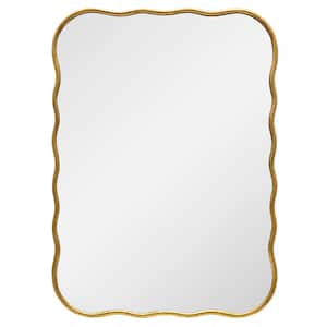 29 in. x 41 in. Elegant Scalloped Edge Mirror with Antique Gold Metal Finish