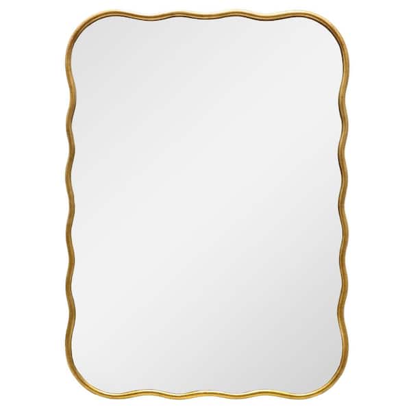 Mirrorize Canada 29 in. x 41 in. Elegant Scalloped Edge Mirror with Antique Gold Metal Finish