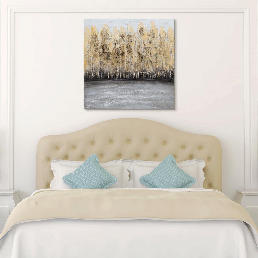 Golden Trees Abstract Oil Painting on Canvas, 36" x 36"