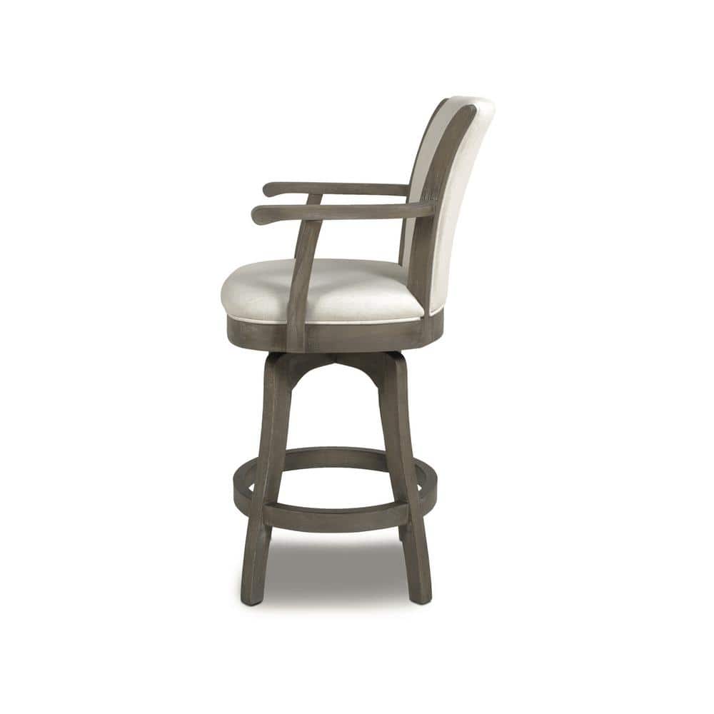 Williams Oak and Leather Swivel Bar Stool in Natural White
