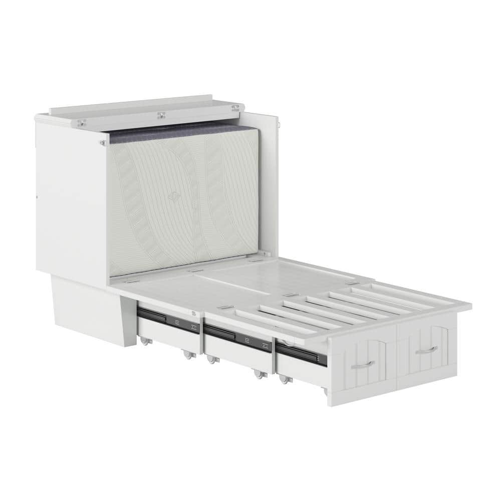 Nantucket White Twin Murphy Bed Chest with Storage Drawers
