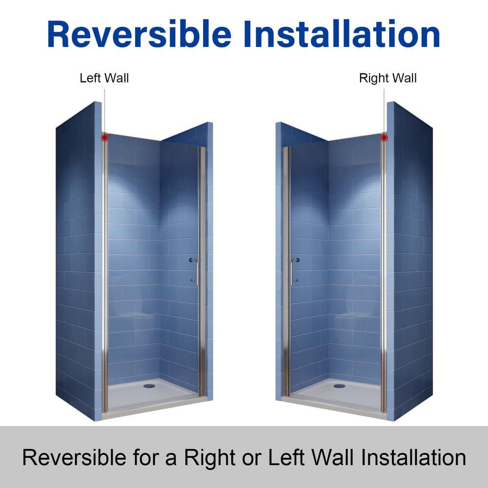 72" Frameless Chrome Pivot Shower Door with Clear Glass