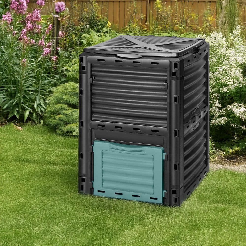 80 Gallon Black and Green Plastic Outdoor Composter