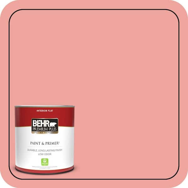 BEHR PREMIUM PLUS 1 qt. #160B-4 Modestly Peach Flat Low Odor Interior Paint & Primer