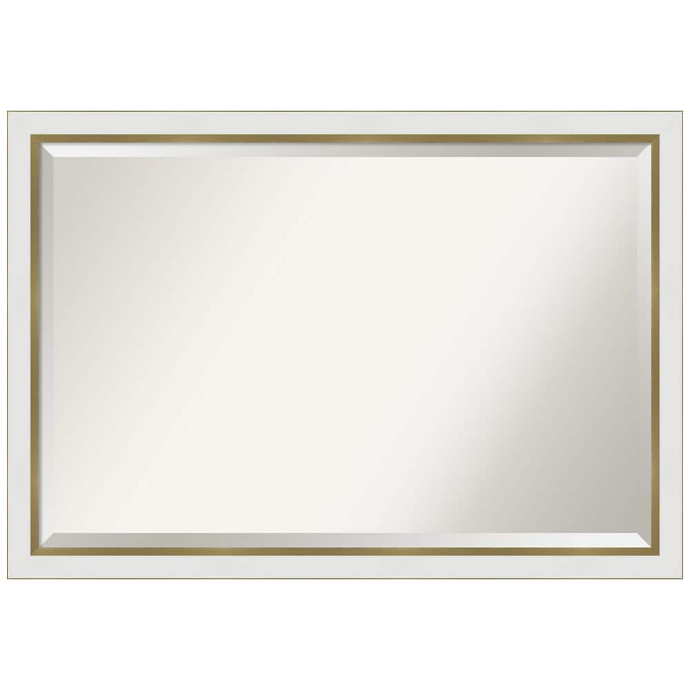 Medium Rectangle Satin Gold MetallicWhite Beveled Glass Modern Mirror (27 in. H x 39 in. W) price history on PriceWatchPro