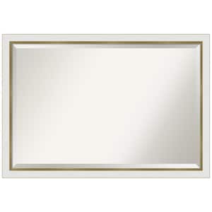 Medium Rectangle Satin Gold MetallicWhite Beveled Glass Modern Mirror (27 in. H x 39 in. W)